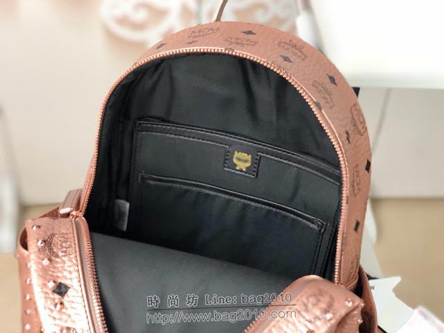 MCM雙肩包 原單 5917小號 香檳色 夏季新款 純手工定制版 MCM女後背包  mdmc1113
